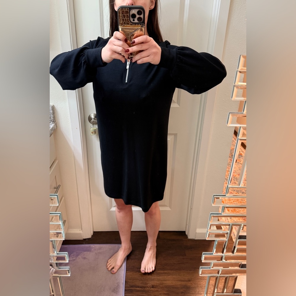 Express: Black, Long Sleeve Dress. Size M. Zip up front. Relaxed fit.